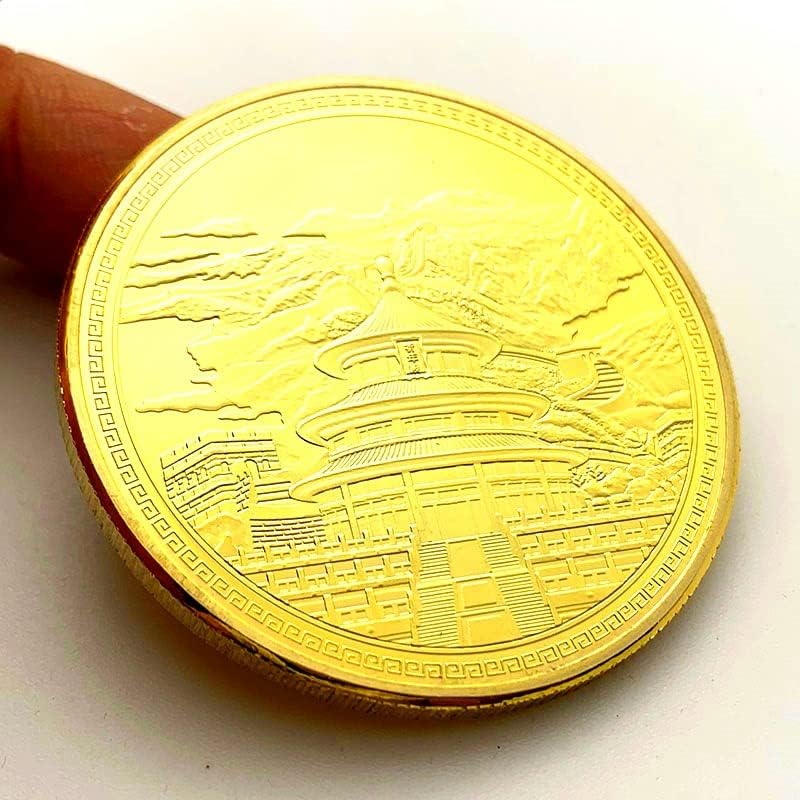 Atração turística da China Pequim Proibida Prefeitura de Oração de Bom Medalha Gold de Medalha Gold de Medalha de Birdão de Birdo de 45 mm Coin Coin Gold