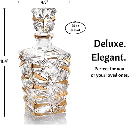 Whisky Decanter 850 ml de uísque de decantadores de bebidas de cristal para bourbon, decantadores de bebidas fáceis de