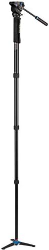 Benro Aluminium 4 Series Twist-Lock Video Monopod Kit com base de articulação de 3 pés e cabeça de vídeo S4