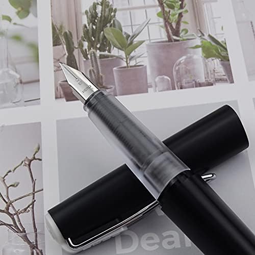 ASVINE HERO 1219 Matte Black Fountain Pen Triangle Shape, Silver Extra Fine Fine Classic Pen, clipe de prata caneta de escritório de escrita suave