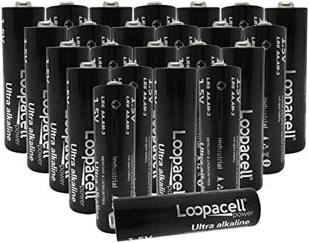Loopacell AA Alcalino Industrial Baterias 1.5V - Inclui kit de organizador de bateria