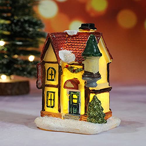 Novo micro paisagem resina de casas brilhantes pequenos ornamentos para decoração de desktop de Natal