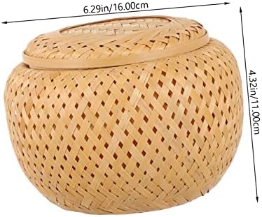 Tanque de armazenamento de bambu de hemotão cestas de tecido com cesto de armazenamento de tampas com cesta de cotonetes com tampa