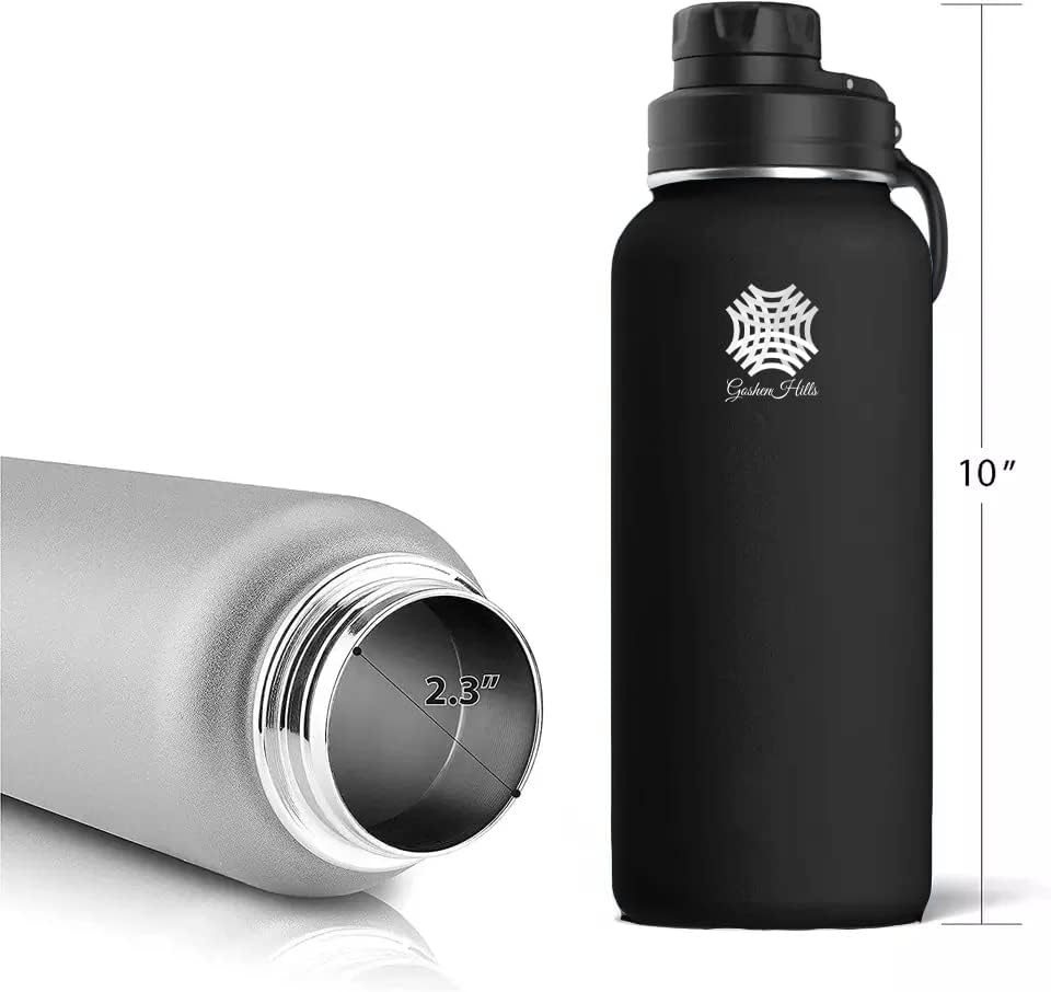 A aço inoxidável esportam garrafa de água com tampa de bico e tampa de palha - mantém líquidos quentes ou frios - Travel Sports