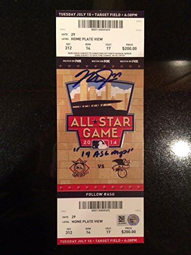 2014 All Star Game Ticket assinado e inscrito Mike Trout 14 ASG MVP MLB Holo - MLB Itens diversos autografados