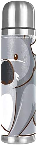 Lilibeely 17 oz a vácuo Isolado aço inoxidável garrafa de água esportes de caneca de caneca de caneca de caneca de caneca de couro genuíno embrulhado bpa grátis, fofo engraçado austrália coala