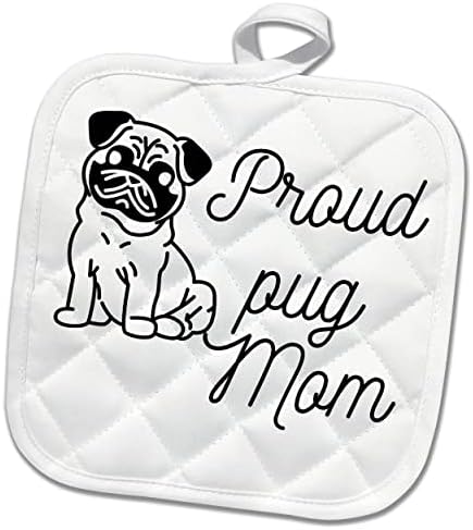 Imagem 3drose de um pug fofo com um texto - Potholders