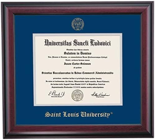 OCM Diplomadisplay Frame para a Universidade de Saint Louis Billikens | Certificados de diploma 8-1/2 x 11 | Marinha/tapete cinza
