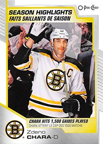 2020-21 O-PEE-Chee Hockey Print curto #595 ZDENO Chara Boston Bruins Destaque Official NHL OPC Trading Card da Upper Deck Company