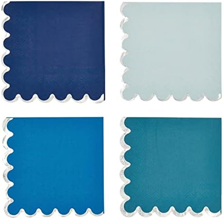 Nudores de coquetel descartáveis ​​azuis marinhos de 100 pacote com bordas recortadas de papel alumínio prateado, 4 cores