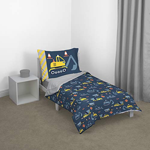 Conjunto de cama de criança de construção de Carter, Marinha, amarelo, cinza, laranja