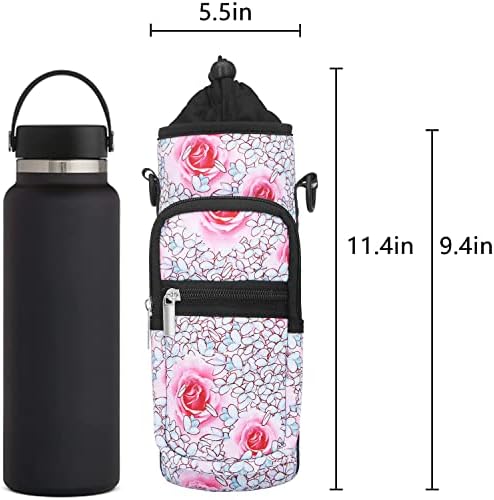 Affute Water Bottle Transtrous Bag para garrafas de 12 a 40 oz, com alça de ombro ajustável, 2 bolsos, camping de camping de camping