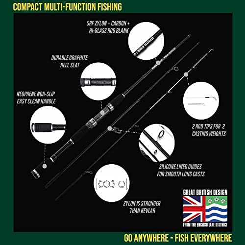 Viajante mundial Viagem de pesca rolo e conjunto de estojos. Compacto 6 seções 2 dicas. 215cm 7 ' + 1,9cm 6' 1 ”opções de haste de pesca