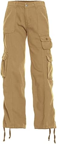 Calças de cargo de caminhada feminina Joggers Cotton Casual Military Combat Work Pants com 7 bolsos
