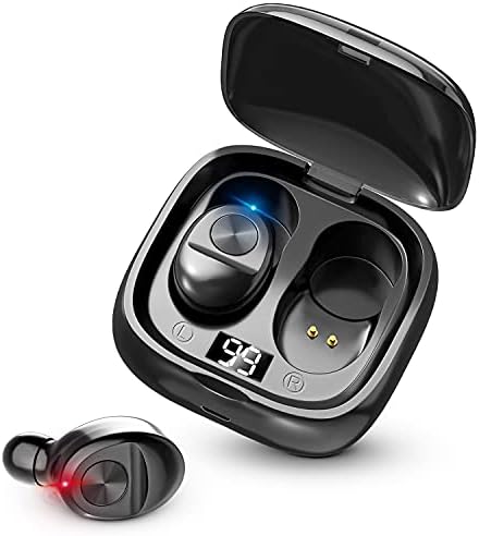 Earbuds Mini fones de ouvido, IPX5 Hi-Fi estéreo à prova d'água Headset de microfone embutido, fones de ouvido na orelha com estojo de carregamento para trabalho, casa, escritório