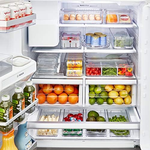 Idesign 71653 Crocada de geladeira e ovo de despensa, caixa de armazenamento de alimentos de empilhamento modular para freezer, geladeira, segura até 18 ovos, bpa livre, 12,72 x 6,32 x 3,88 , transparente e cinza