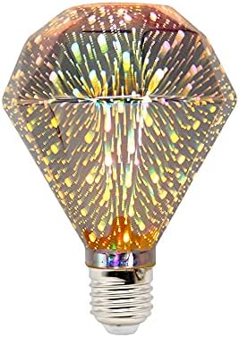 Voosei Infinity 3D Fireworks Efeito lâmpada LED, lâmpada colorida de férias exclusiva, base média E26, lâmpada almora decorativa multicolorida para festa divertida, bar, casamento, jardim, Natal