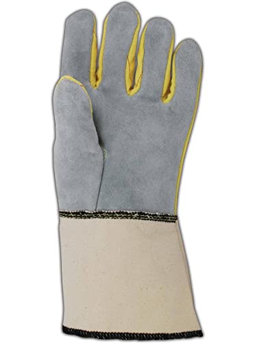 Magid K41G 20 oz. Kevlar Hot Mill luvas com palmeira de couro, amarelo marrom, masculino