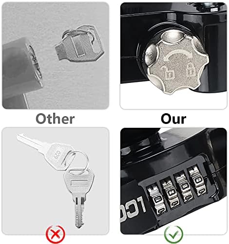 LCGP Black Trailer Hitch Lock com trava de combinação, Coupladores de 1-7/8,2 e 2-5/16 polegadas, segurança de armazenamento ajustável,