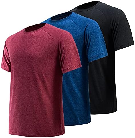 Camisas de exercícios masculinas com manga curta Athletic Athletic Active Gym Performance Tee Tops…