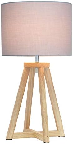 Designs simples LT1069 WOW Triangular de madeira triangular de madeira lâmpada de mesa com tom de tecido branco