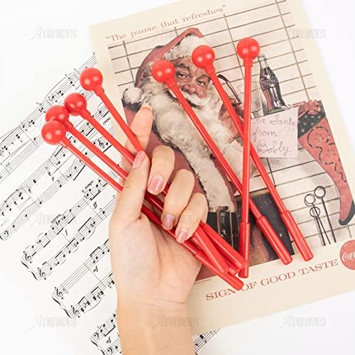 Auear, 10 pacote de plástico bell mallets tambor sólido bastões de percussão de martelo vermelho