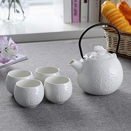Hemoton White Tea Kettle chinesa belisco de chá chinês bule de cerâmica com alça de metal manusear chaleira de chá de chá
