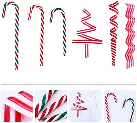 Nuobesty Candy Cane Decor 6pcs Christmas Plástico Candy Cenamento de Natal Tree Holding Candy Cane Charms Twisted Toy