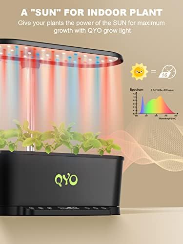 Sistema de cultivo de hidroponia Wi-Fi, Qyo 14 pods Garden de ervas internas com luzes de cultivo de 36W 140 LED, tanque
