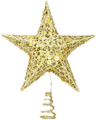 Decorações de Natal Apuração AMOSFUN 20cm Star Tree Tree 5 Glitter Treetop Treetop Shiny Christmas Tree Ornament for Home Party