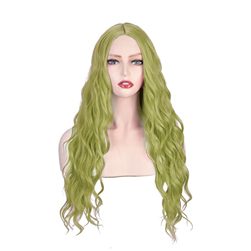 Halloween de Halloween de Gdy Pink Cosplay Cosplay Long Curly Wig, peruca sintética de peruca sintética resistente