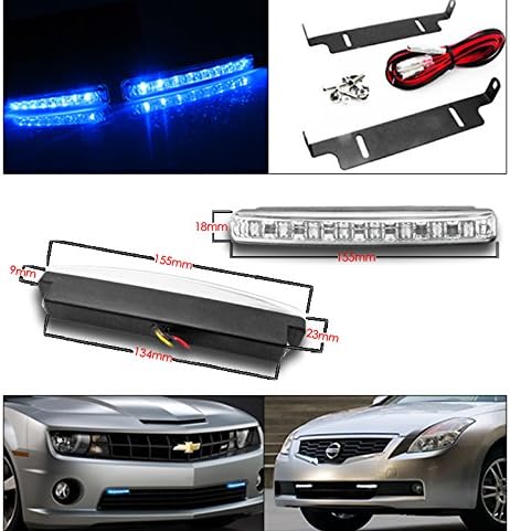 ZMAUTOPARTS HALO LED FARÇONS DE PROJECTOR BLACK W/6 DRL azul compatível com 2006-2009 Volkswagen Golf/GTI/Jetta