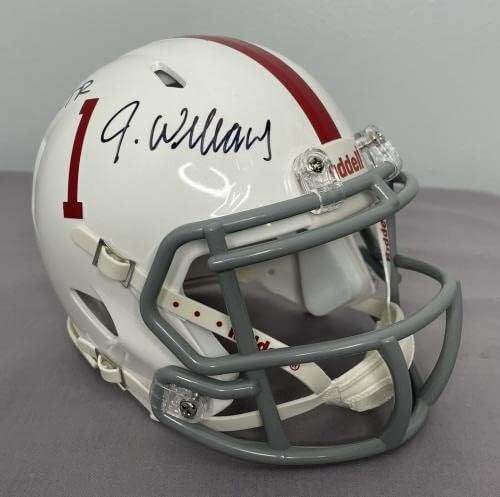 Jameson Williams assinou o White Alabama Crimson Tide Mini Capacete JSA Coa ~ Lions - Mini capacetes autografados da NFL