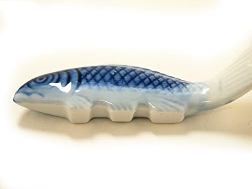 Conjunto de porcelana japonesa azul-azul de carpa de 4 descansos de pauzinhos