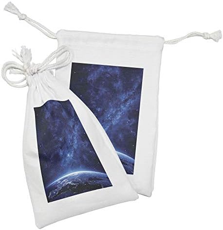 Conjunto de bolsas de tecido espacial de Ambesonne de 2, Terra à noite, desde a atmosfera profunda vibrante variação