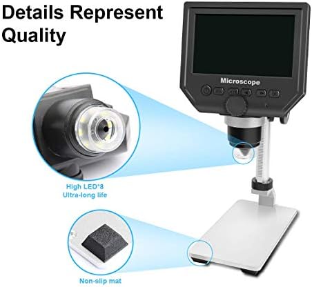 Microscópio digital LCD 600X com exibição de tela de 4,3 e suporte de metal, Câmera de Microscope Câmera de Microscópio para crianças meninas para meninos adultos presentes para adultos presentes