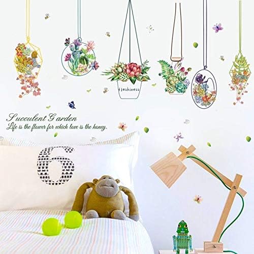 Pdgjg suculenta cesto pintando adesivo de parede decoração de casa decalques de quarto diy sala de estar background mural art sticks de janela