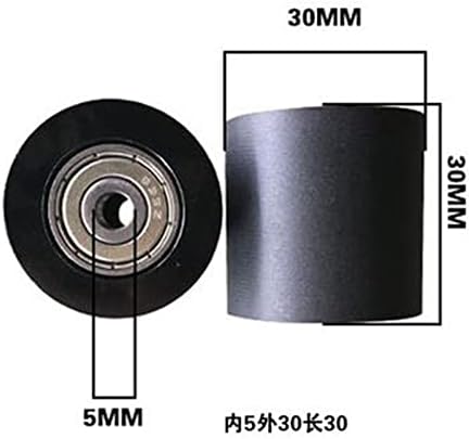 NESHO Rolamento preto Roda de borracha Diâmetro de 30 mm de altura 30 mm de polia acionada com roda guia guia guia 1pcs