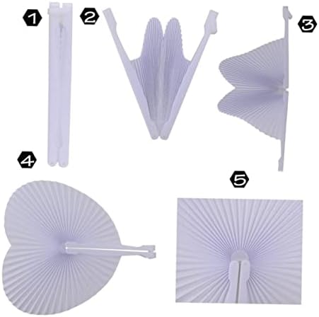 Fãs portáteis de Sewacc, 10 PCs Coração Fãs dobráveis ​​Fãs de acordeão em branco Fãs de fãs de fã de plástico Coração Hand Fã