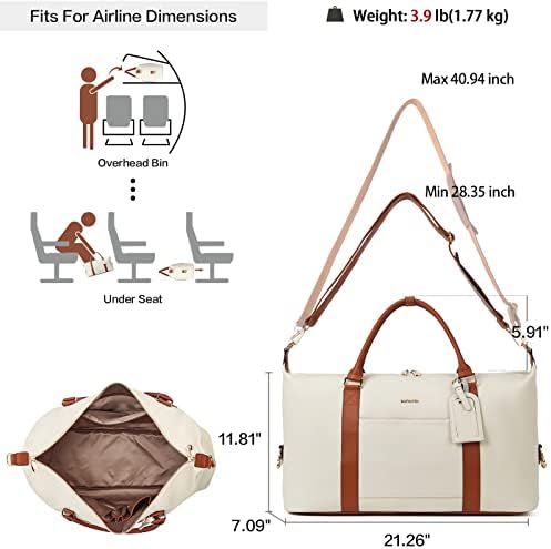 Bostanten Weekender Bags for Women Leature Duffle Bag para viajar durante a noite Duffel Carry On Large Tote com manga de carrinho e tag de bagagem