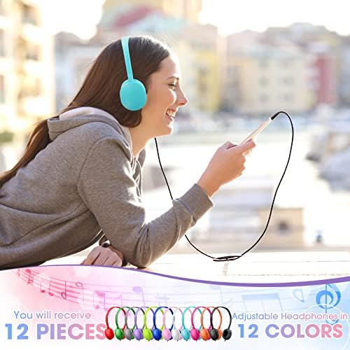 12 PCs fones de ouvido a granel Escola de cores mistas em fones de ouvido ouvido fones de ouvido de sala de aula com plugue de 3,5 mm para meninos meninas estudantes bibliotecas laboratórios museus de teste de centers
