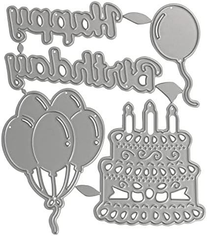 XGNG DIE CORTS METAL BINDERNY CUTADOR DIES CARTÃO FAZENDO BALLOONS FELIZ ANIVERSÁRIO Bolo de estênceis de corte de corte para festas de aniversário Cartão de cartão de convite do cartão