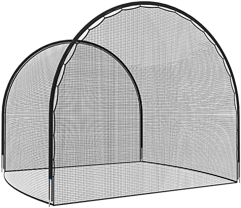 MR 15 pés gaiolas de beisebol de gaiola de rebatidas, atingindo a rede de gaiolas e equipamentos de treinamento de softball de beisebol no quintal da gaiola, gaiola portátil de rebatidas portátil e prática de arremesso