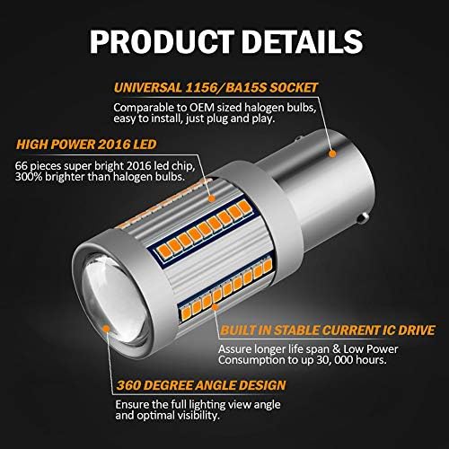 Antline 1156 1156na 1141 1003 7506 lâmpadas LED Amarelo âmbar para luzes de giro com resistor de carga de carga Canbus