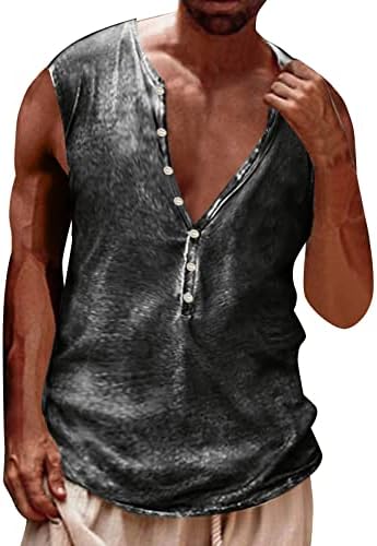 Aipengry masculino Henley camisas sem mangas sem mangas