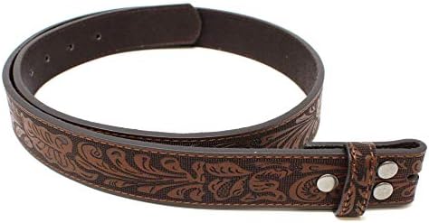 BC Belts Correia de couro feminino com rolagem ocidental em relevo 1,25 de largura com snaps