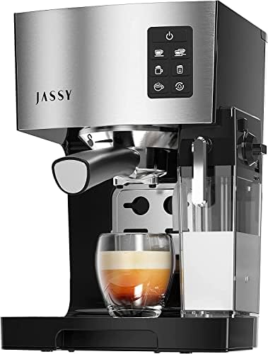 Capa de Cappuccino de Máquina de Caphe Espresso Jassy com 20 bar e poderoso tanque de leite para fabricação de barista em casa,