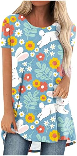 Túnicas para mulheres engraçadas de manga curta camisas de coelho estampado na primavera de broca de coelho do verão
