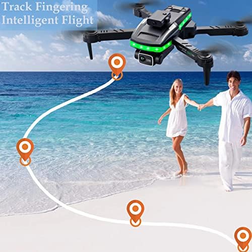 Mini drone com duas câmeras HD para adultos 4K, WiFi FPV Selfie Drones Quadcopter dobrável para crianças Presentes, Waypoint Sky Quad Whoop com vídeo ao vivo, controle de gestos, altitude Hold, Waypoint Fly, Round Auto, Voando muito tempo com 3 baterias