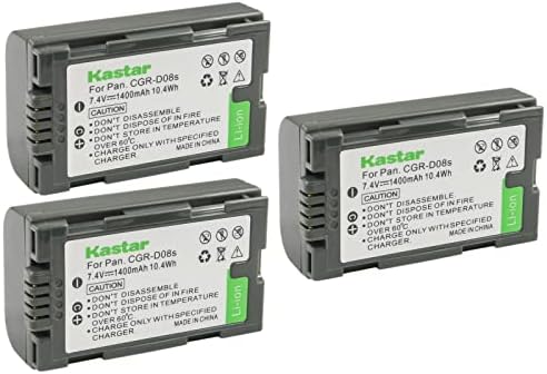 KASTAR 3-PA-PA-PACK CGR-D08 Substituição da bateria para panasonic ag-dvc62, ag-dvc80, ag-dvc80p, ag-dvx100, ag-dvx100a, ag-dvx100b, ag-dvx100be, ag-dvx102, ag-dvx102a, ag-dvx102b, ag-dvx102, ag-dvx102a, ag-dvx102B , Câmera ag-dvx1000, ag-ez50u